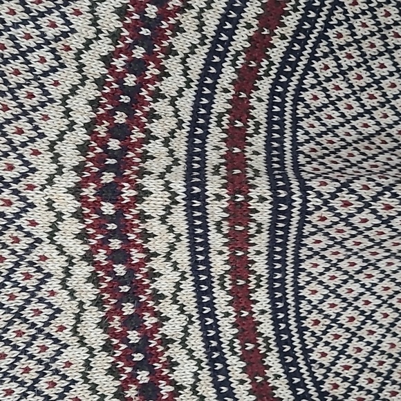 Vintage Paul Harris Design Cream Navy Fairisle V-Neck Cotton Sweater Size Large - Picture 3 of 5